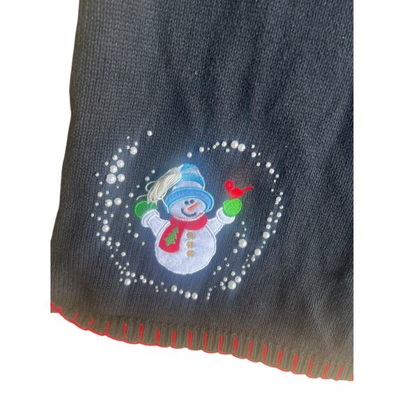 Basic Editions Vintage Vest Snowman & Pearl Embellishments Sweater Black XL - Picture 6 of 9